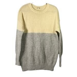 GAP vintage mohair butter yellow gray colorblock long oversized sweater Sz L